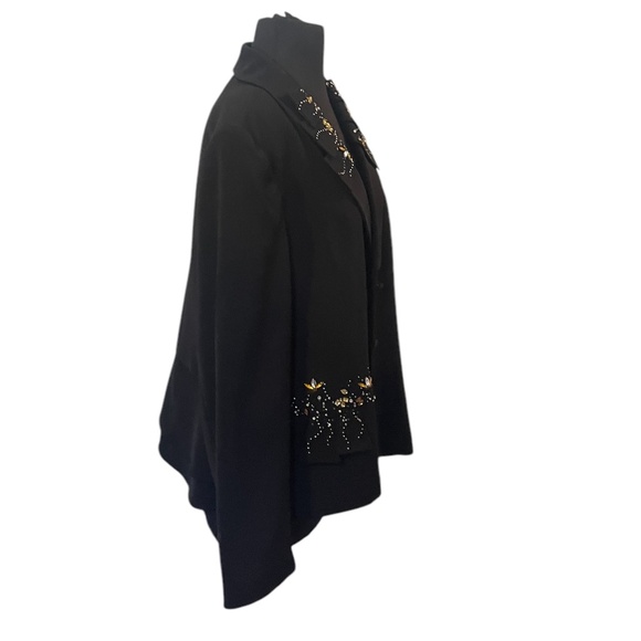 MOSHITA COUTURE Women's Beaded Embellished Black Suit Blazer—SZ.20 - Picture 5 of 9